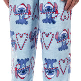 Disney Stitch Christmas Pajamas Men's Candy Cane 2 Piece PJ Lounge Set