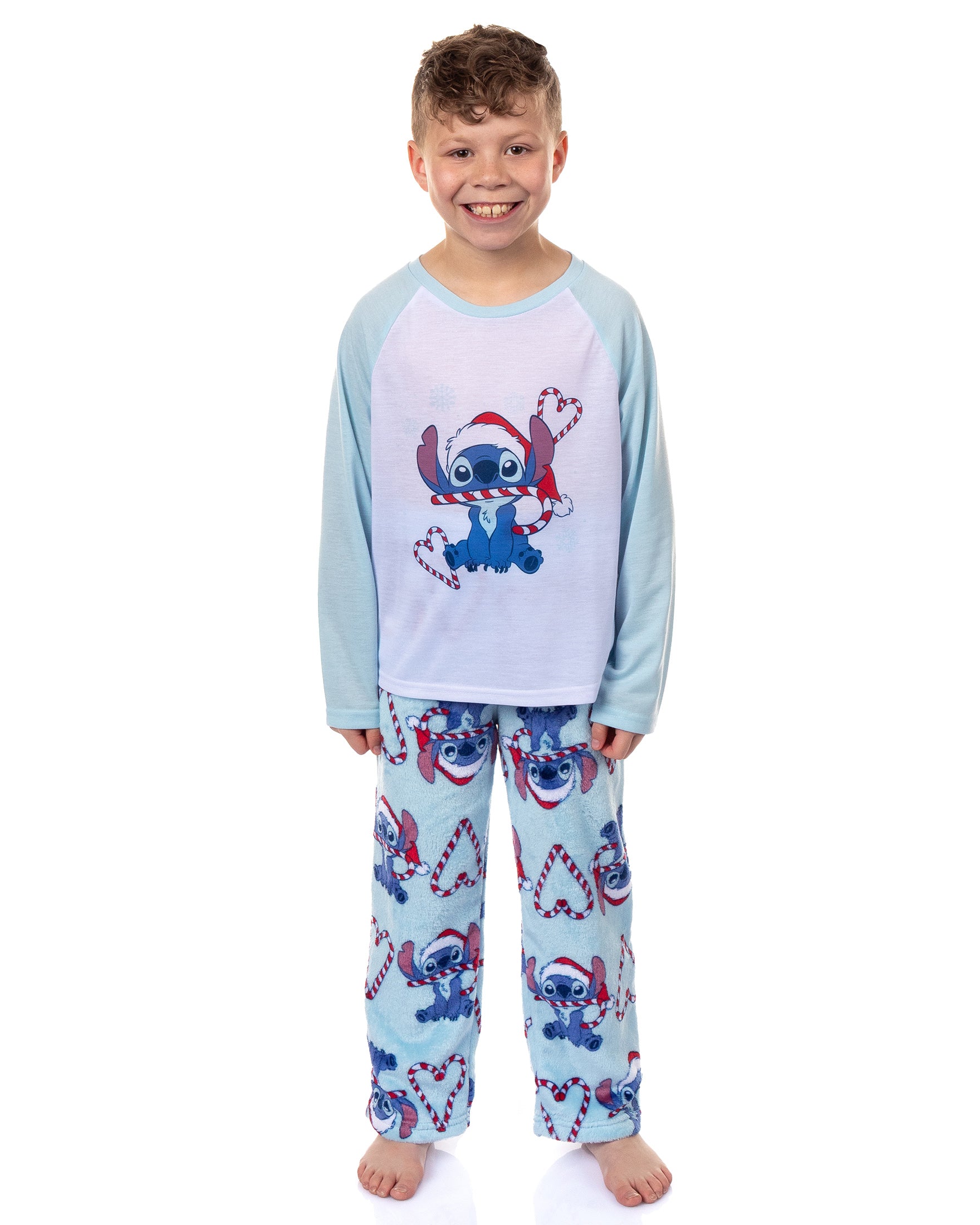 Disney Stitch Christmas Pajamas Men's Candy Cane 2 Piece PJ Lounge Set