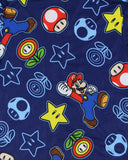 Super Mario Kid's AOP Icons 2-Piece Button Down Coat Pajama Pant Set