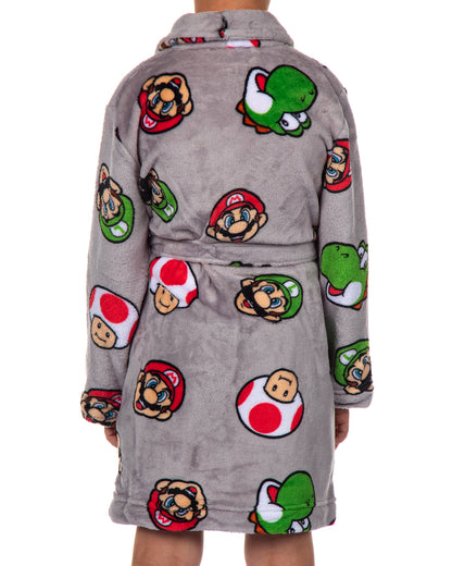 Nintendo Boys' Super Mario Yoshi and Super Mushroom Kids Fleece Robe