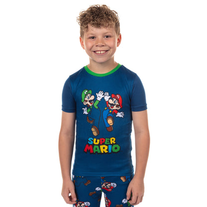 Nintendo Super Mario Bros Pajamas Boy's Snug Fit Short Sleeve Pant Set