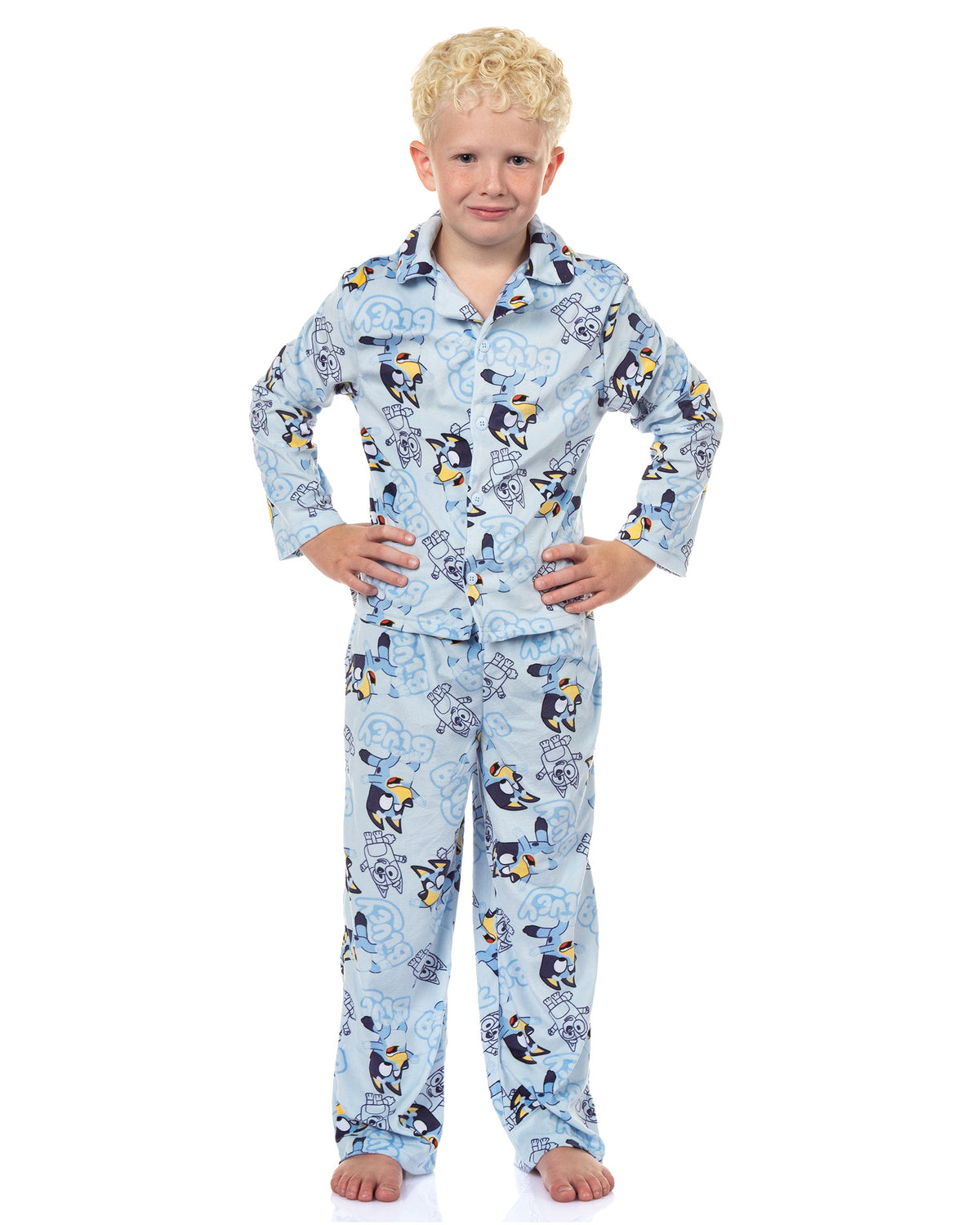 Bluey Pajamas Boys' 2-Piece Coat Front Flannel Lounge Sleep Set