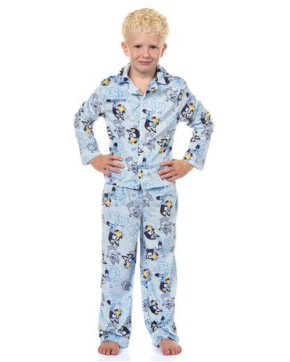 Bluey Pajamas Boys' 2-Piece Coat Front Flannel Lounge Sleep Set