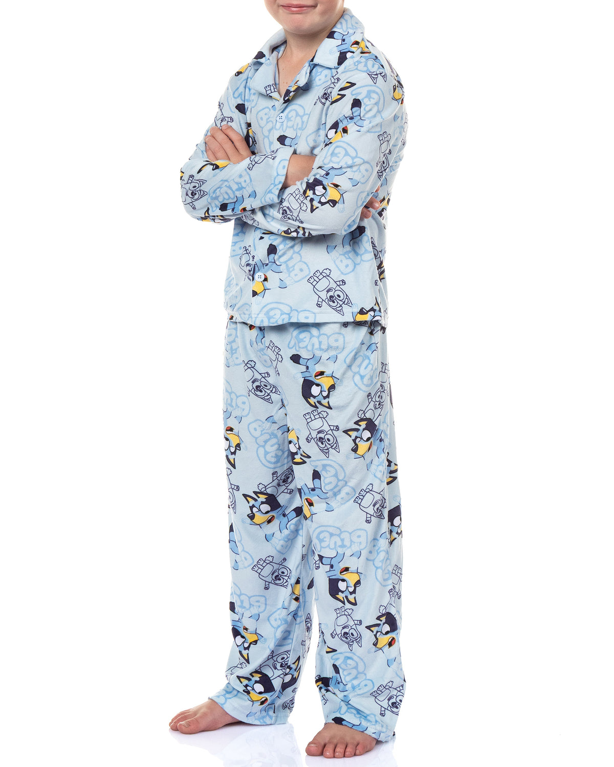 Bluey Pajamas Boys' 2-Piece Coat Front Flannel Lounge Sleep Set