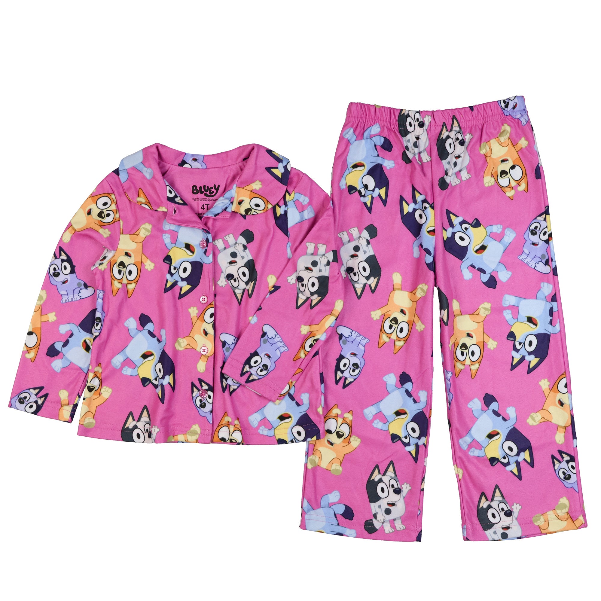 Bluey Pajamas Toddler Girl's Bingo Muffin Long Sleeve Button Up Sleep Set