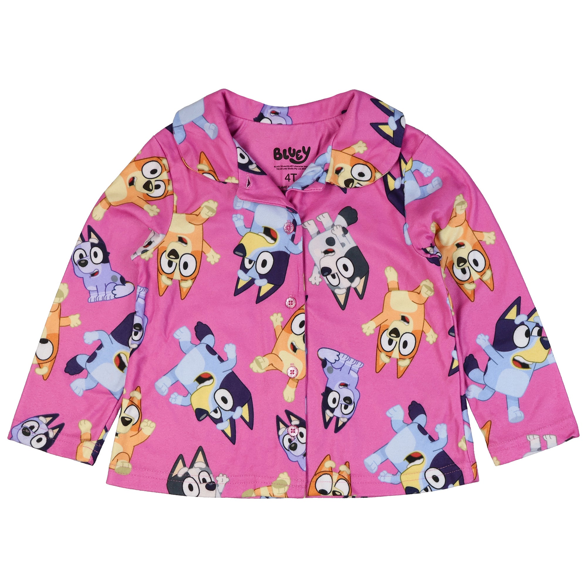 Bluey Pajamas Toddler Girl's Bingo Muffin Long Sleeve Button Up Sleep Set