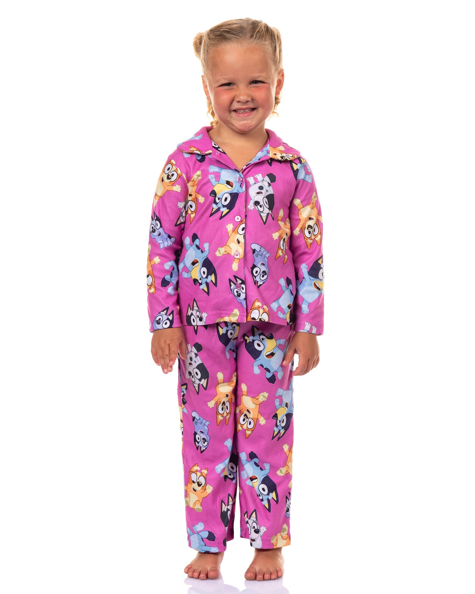 Bluey Pajamas Toddler Girl's Bingo Muffin Long Sleeve Button Up Sleep Set