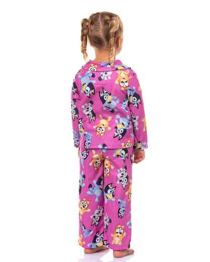 Bluey Pajamas Toddler Girl's Bingo Muffin Long Sleeve Button Up Sleep Set