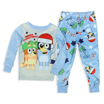 Bluey Pajamas Merry Everything Toddler Christmas Tight Fit 2-Piece Set (2T)