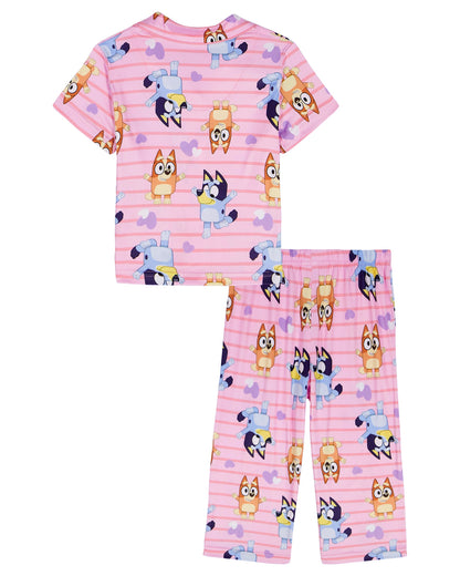 Bluey Pajamas Toddler Girl's Bluey and Bingo Short Sleeve Button Up Set