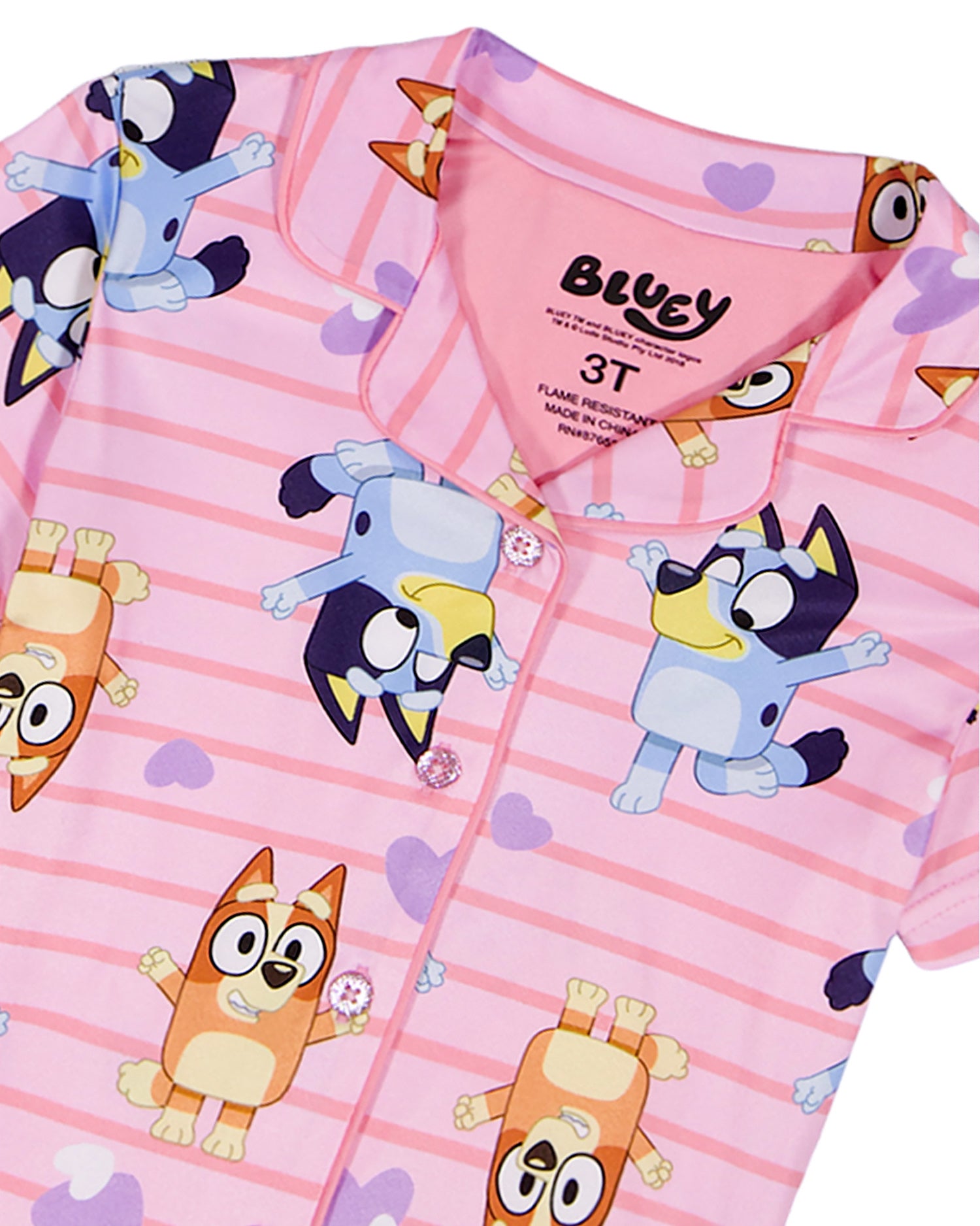 Bluey Pajamas Toddler Girl's Bluey and Bingo Short Sleeve Button Up Set