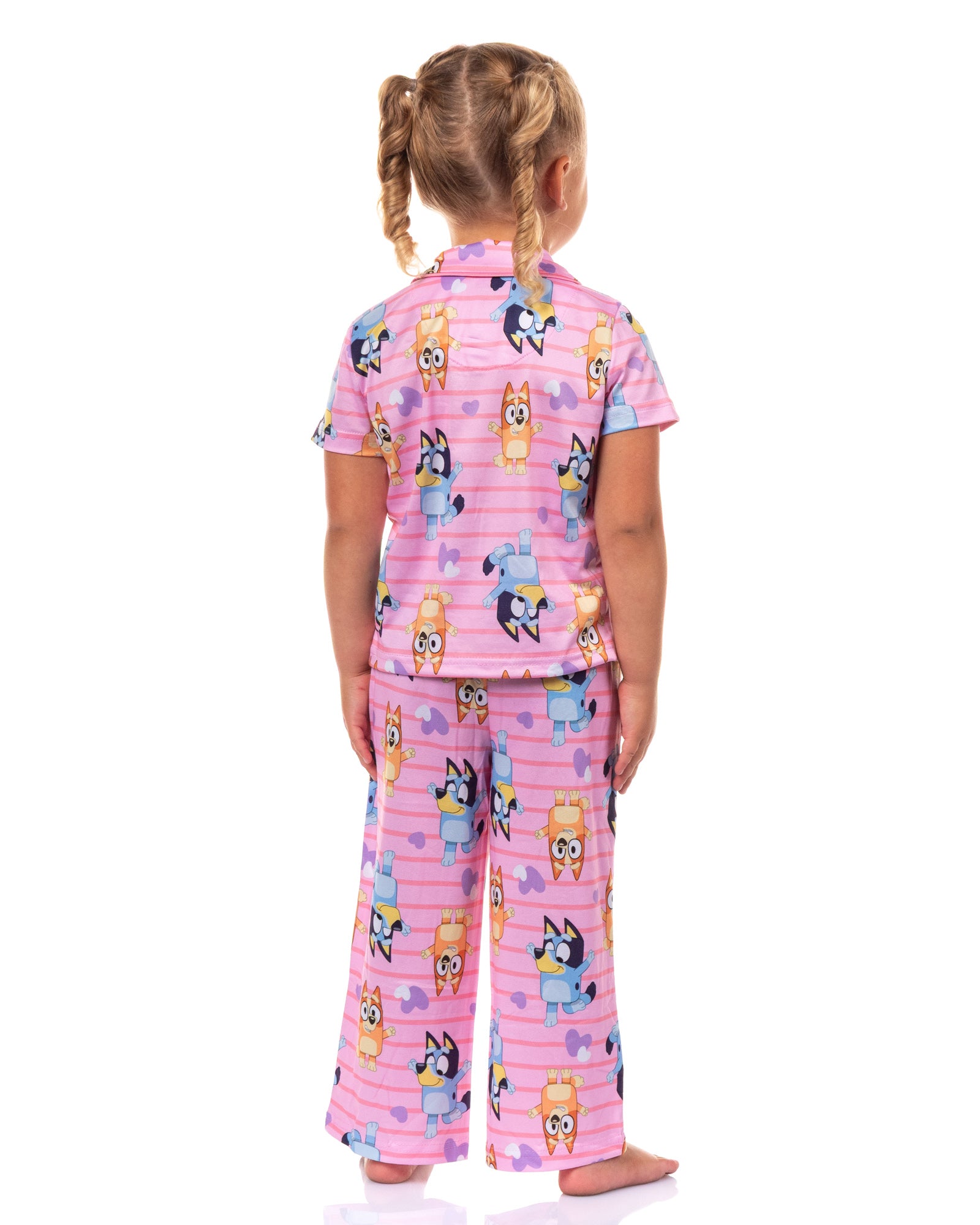 Bluey Pajamas Toddler Girl's Bluey and Bingo Short Sleeve Button Up Set