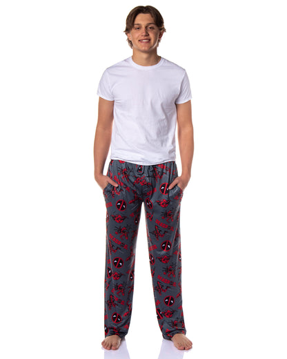 Marvel Comics Deadpool Pajamas Men's Logo Fight Pose Lounge PJ Pants