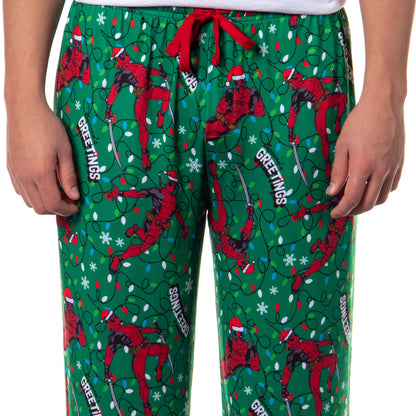 Deadpool Pajamas Men's Christmas Lights Seasons Greetings Lounge PJ Pants