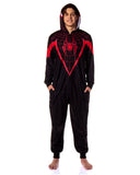 Marvel Spider-Man Miles Morales Union Suit Adult One Piece Hooded Pajamas