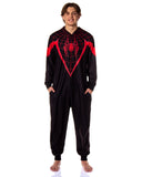 Marvel Spider-Man Miles Morales Union Suit Adult One Piece Hooded Pajamas