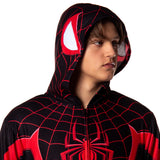 Marvel Spider-Man Miles Morales Union Suit Adult One Piece Hooded Pajamas