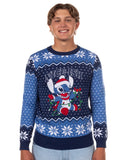 Disney Stitch Men's Nice-Ish Holiday Lights Pullover Crewneck Sweater