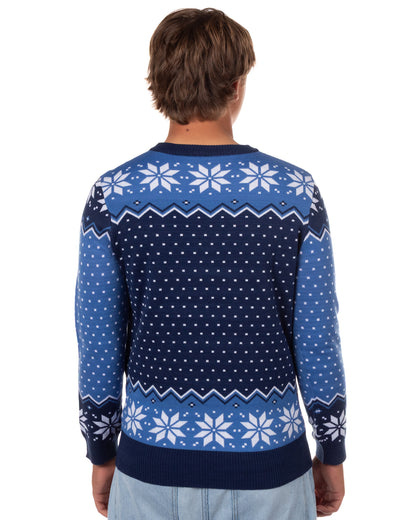 Disney Stitch Men's Nice-Ish Holiday Lights Pullover Crewneck Sweater