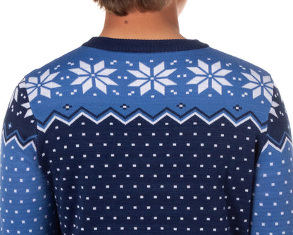 Disney Stitch Men's Nice-Ish Holiday Lights Pullover Crewneck Sweater