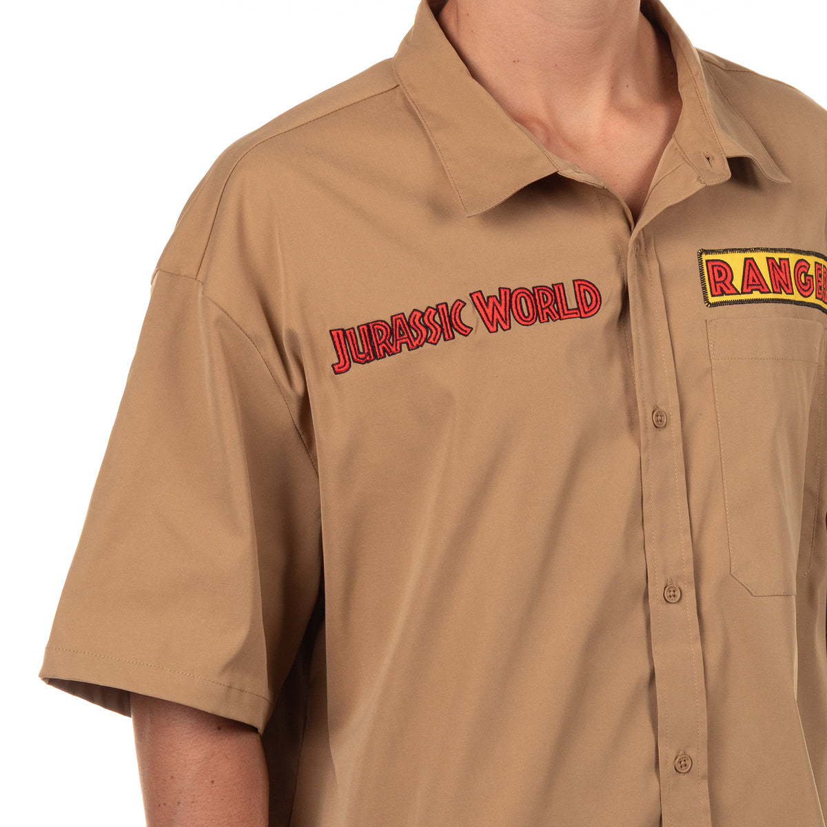 Jurassic World Men's Ranger Button Up Shirt Short Sleeve Costume Top