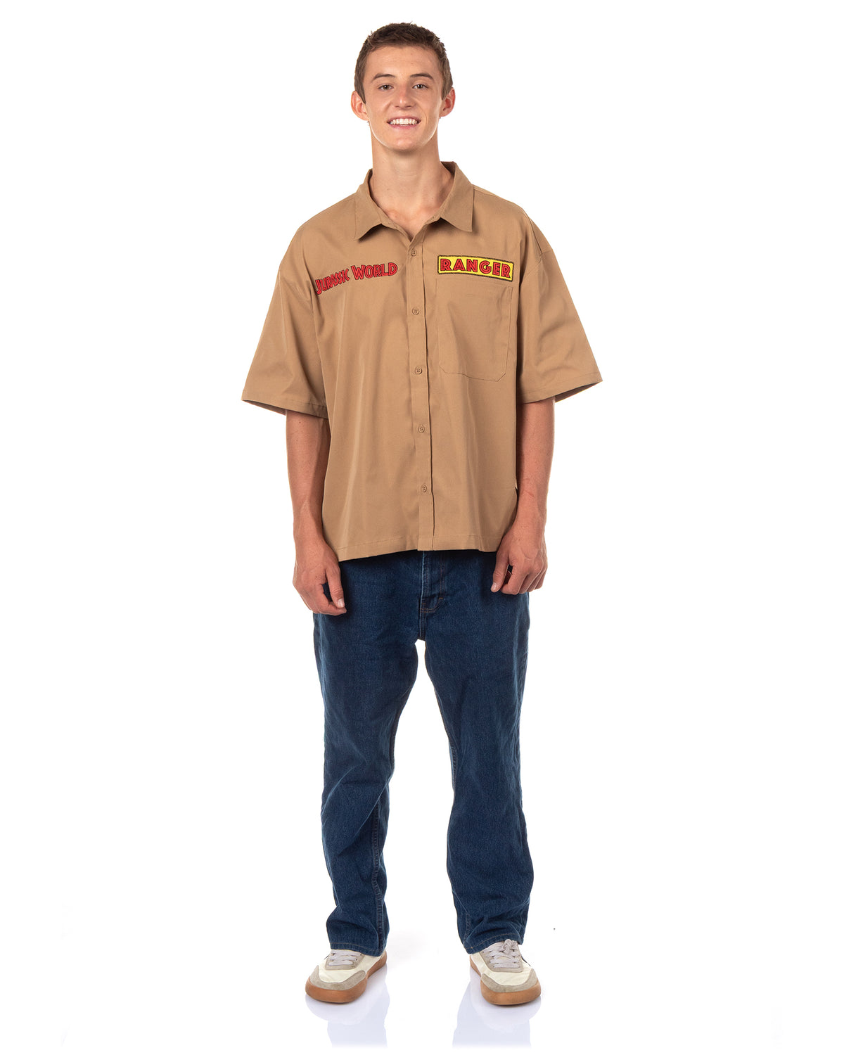 Jurassic World Men's Ranger Button Up Shirt Short Sleeve Costume Top