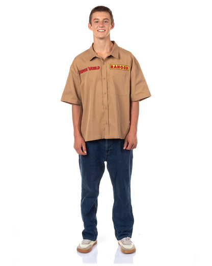 Jurassic World Men's Ranger Button Up Shirt Short Sleeve Costume Top
