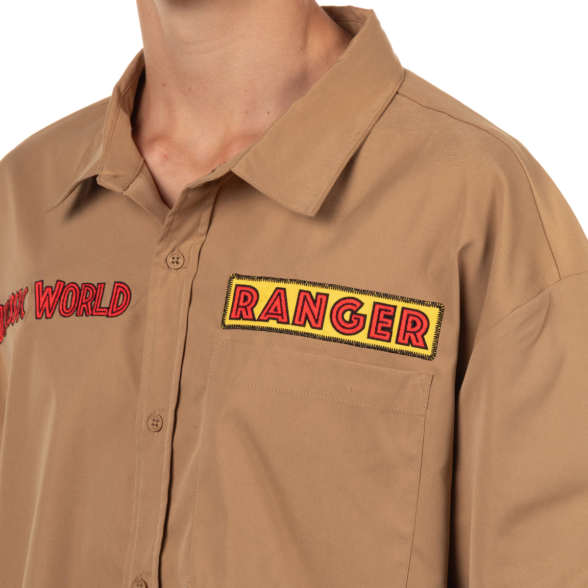 Jurassic World Men's Ranger Button Up Shirt Short Sleeve Costume Top