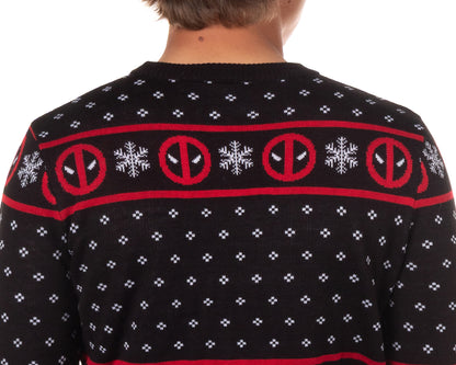 Marvel Deadpool Men's On The Naughty List Pullover Crewneck Sweater