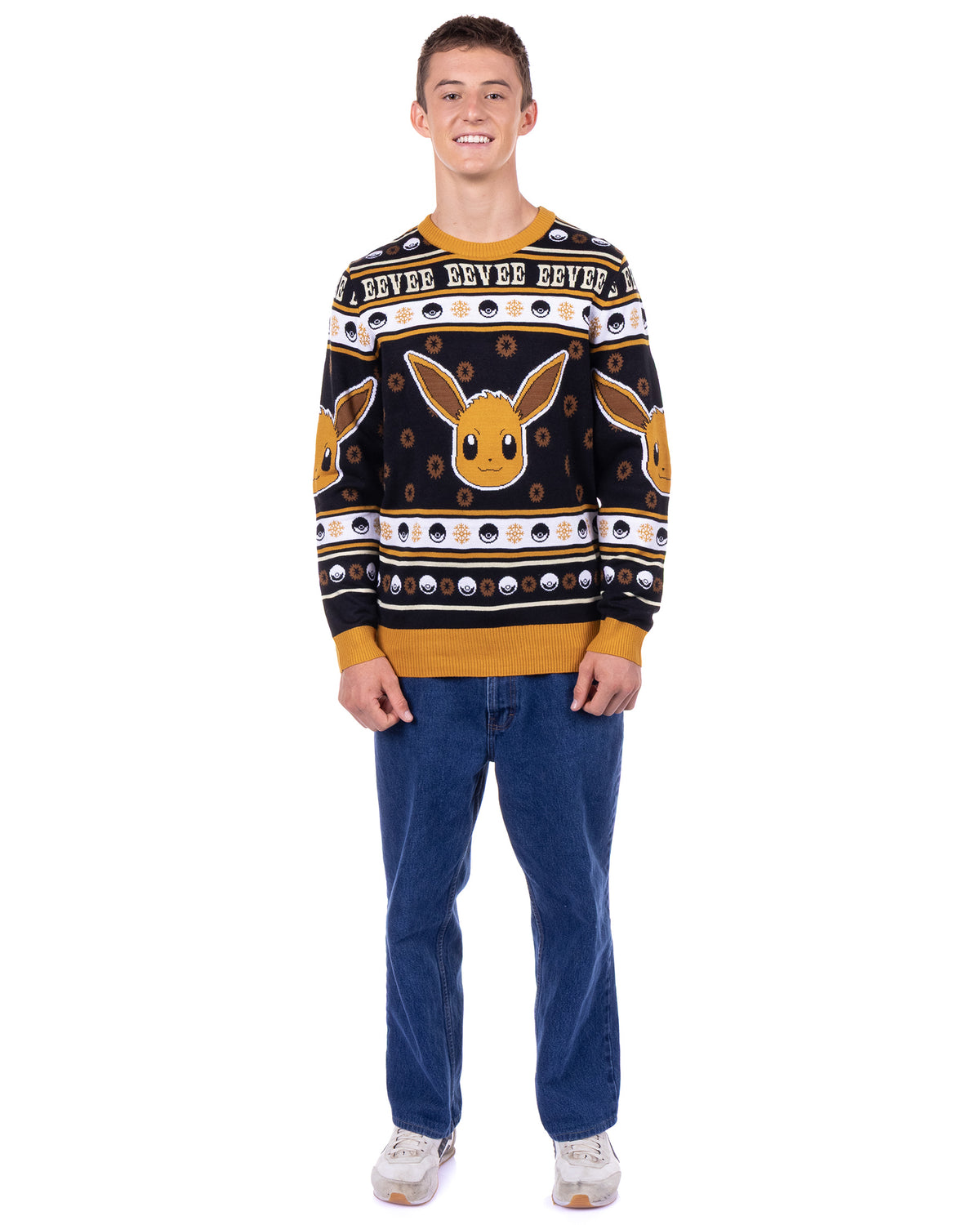 Pokemon Ugly Christmas Sweater Adult Eevee Knit Crewneck Pullover
