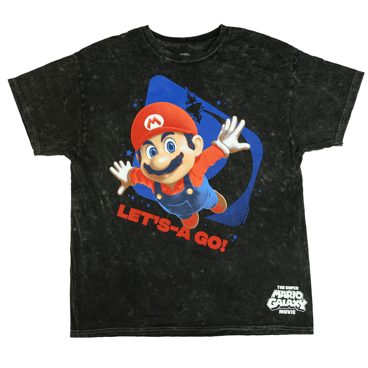 The Super Mario Galaxy Movie T-Shirt Men's Let's A Go Mineral Wash Tee