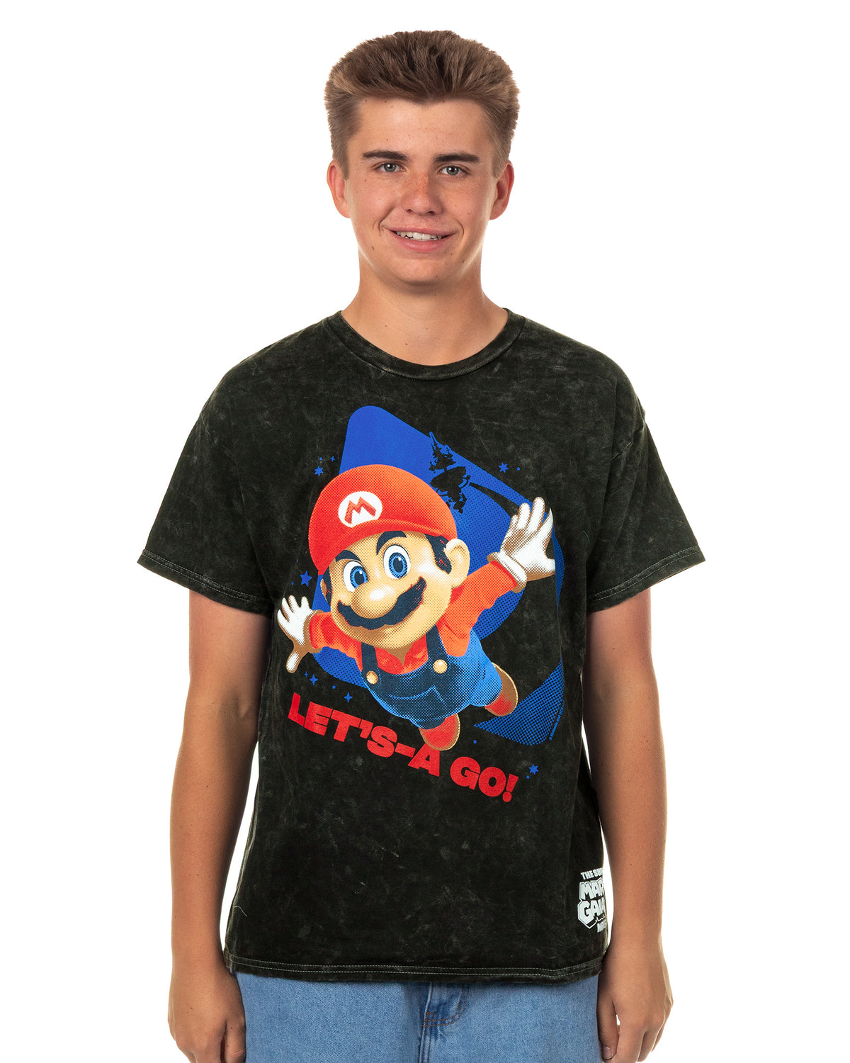 The Super Mario Galaxy Movie T-Shirt Men's Let's A Go Mineral Wash Tee
