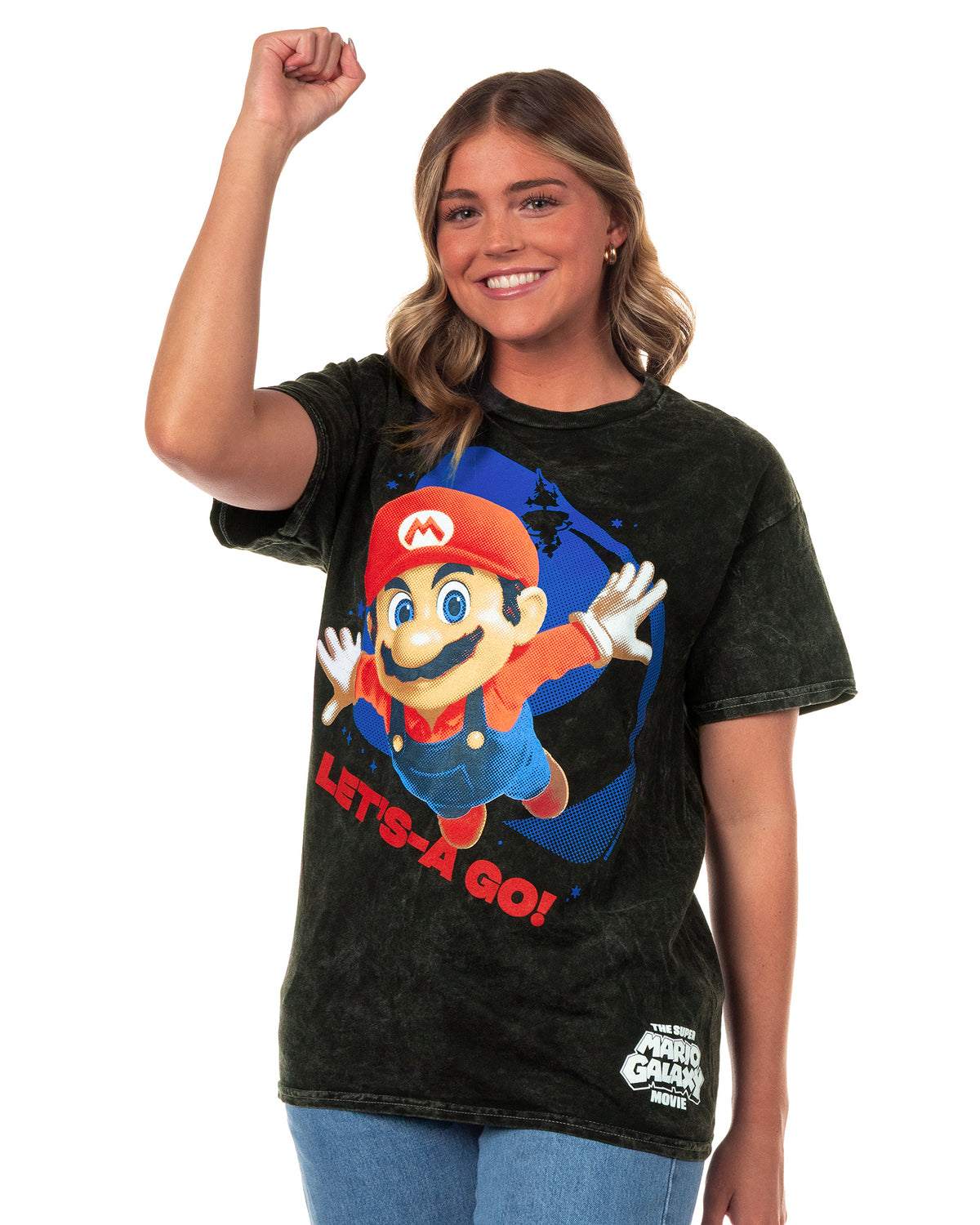 The Super Mario Galaxy Movie T-Shirt Men's Let's A Go Mineral Wash Tee