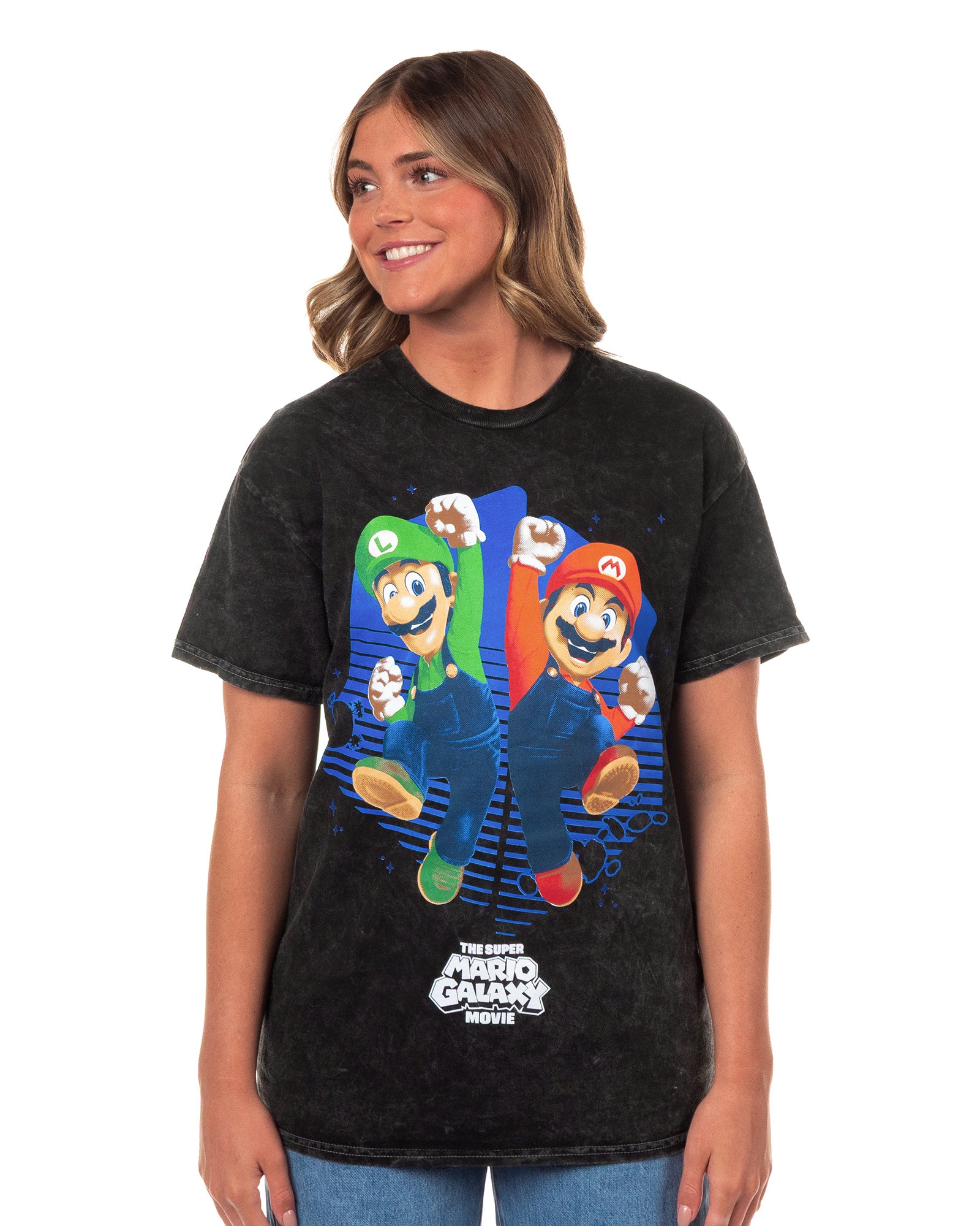 The Super Mario Galaxy Movie T-Shirt Men's Mineral Wash Short Sleeve Tee