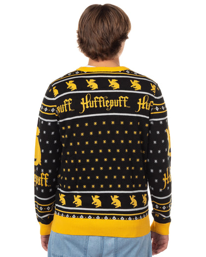 Harry Potter Sweater Men's Hogwarts House Crests Logo Ugly Sweater for Christmas