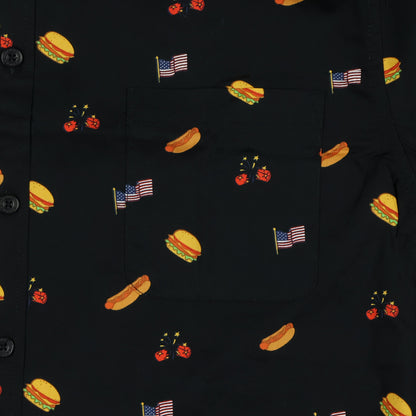 Fourth Of July Mens Hamburgers Flags Hot Dogs Adult Button Up Shirt