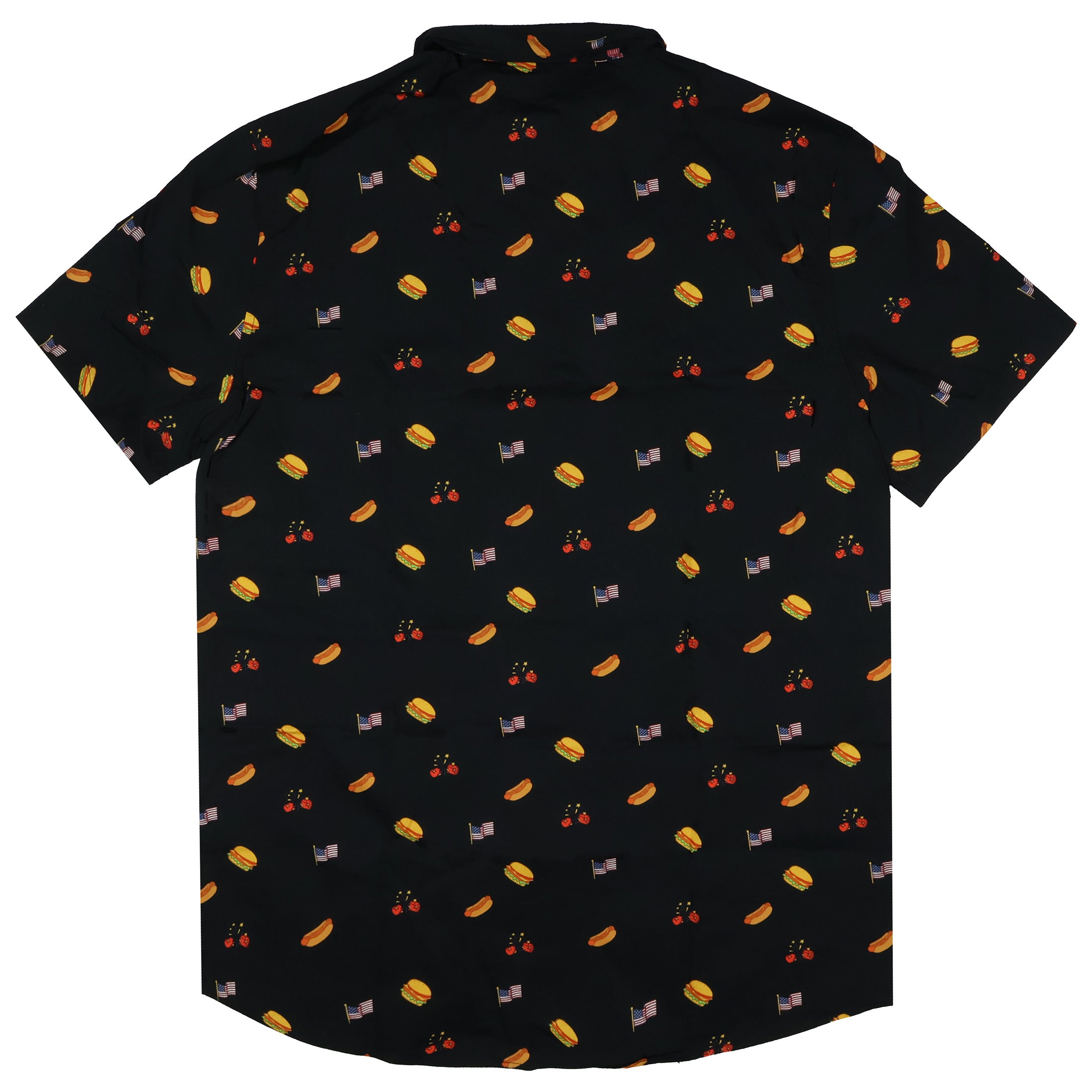 Fourth Of July Mens Hamburgers Flags Hot Dogs Adult Button Up Shirt
