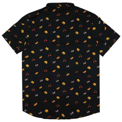 Fourth Of July Mens Hamburgers Flags Hot Dogs Adult Button Up Shirt