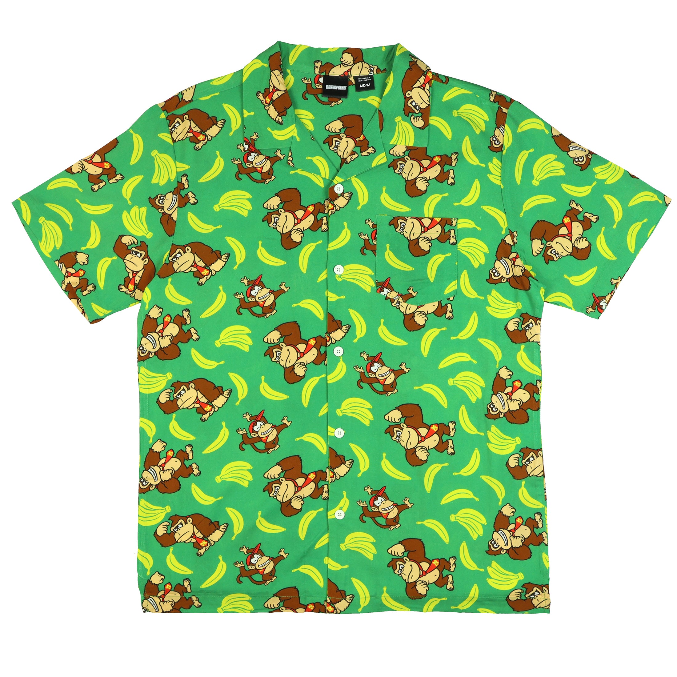 Nintendo Donkey Kong Hawaiian Shirt Men's Button Up Woven Top