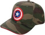 Marvel Men's Captain America Shield Logo Camo Print Precurved Snapback Hat OSFM