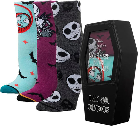The Nightmare Before Christmas Jack Skellington Crew Socks 3 Pairs Gift Box