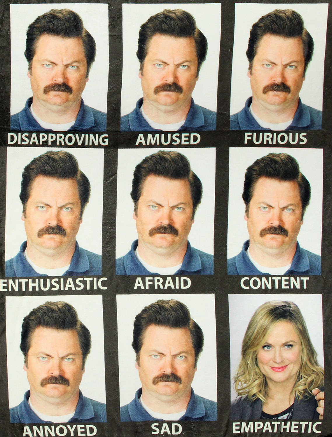 Parks And Recreation Moods and Faces Of Super Soft Fleece Throw Blanket