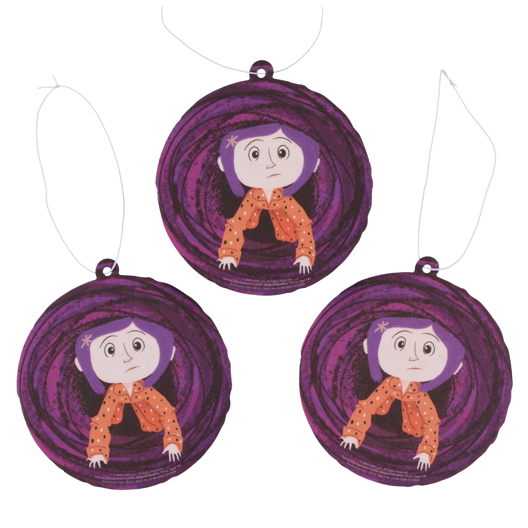 Coraline Double Sided Cardboard Hanging Air Freshener 3-Pack Set (Jasmine Scent)
