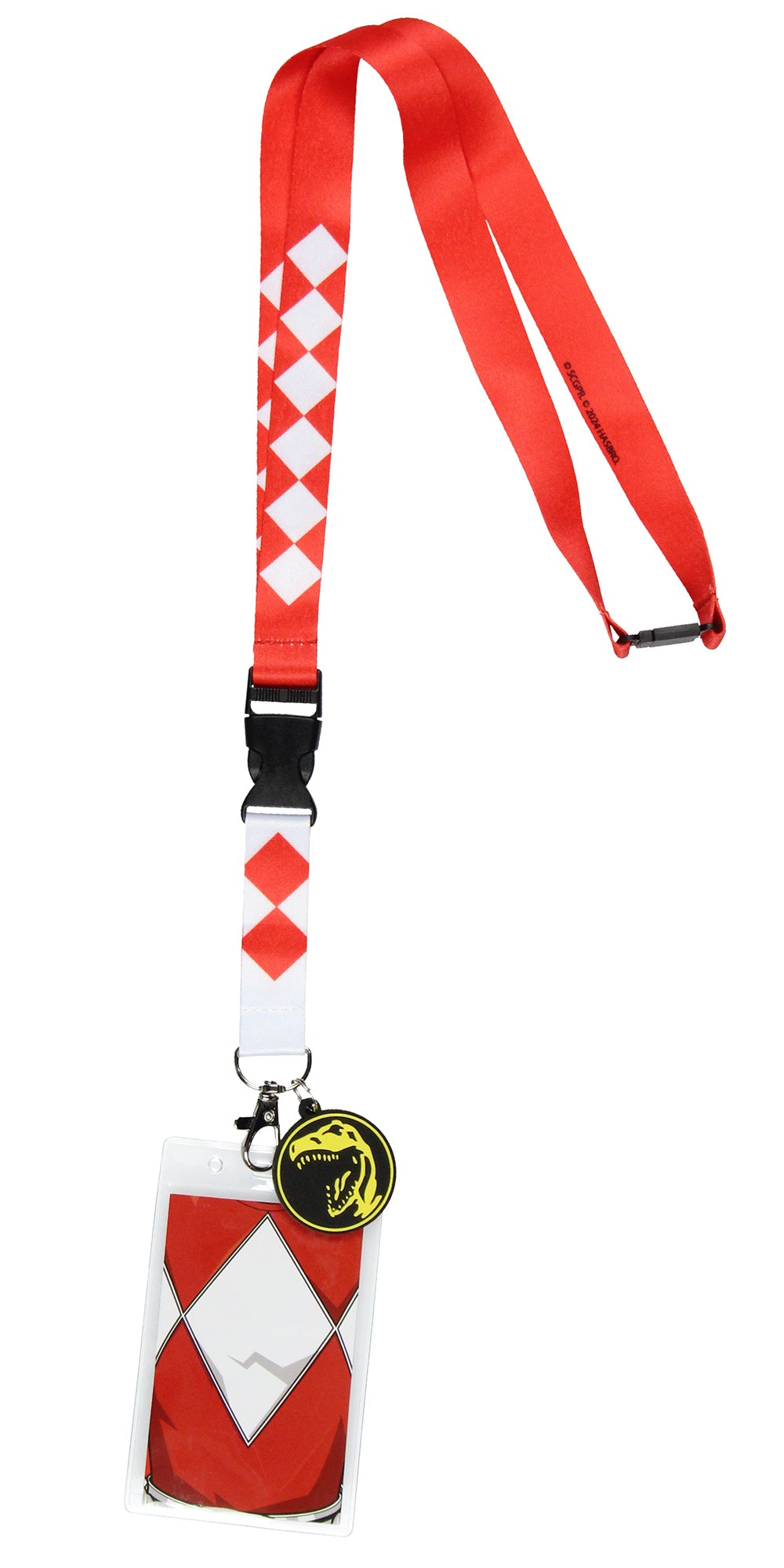 Power Rangers Red Ranger ID Lanyard Badge Holder w Tyrannosaurus Rubber Pendant