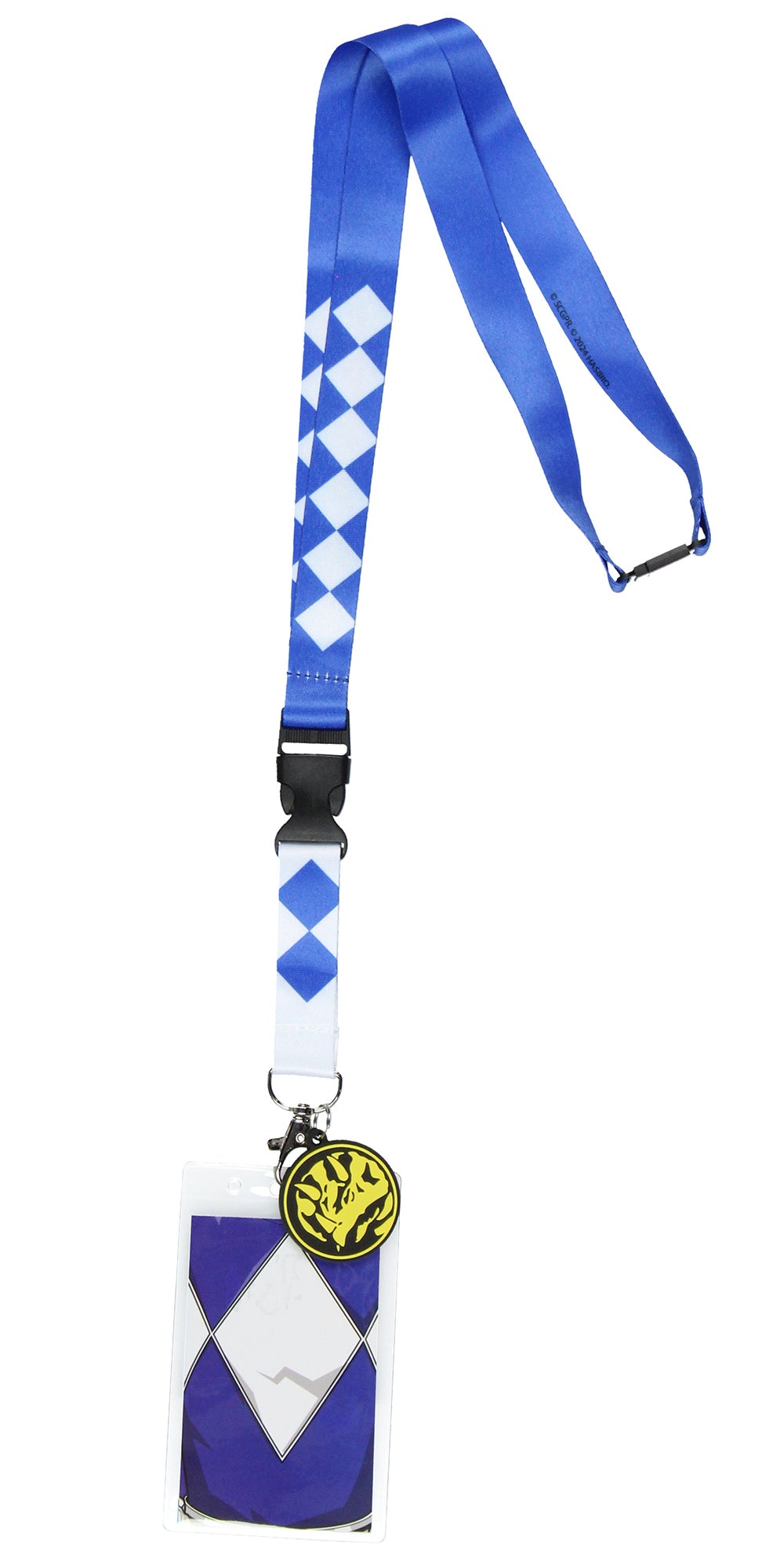 Power Rangers Blue Ranger ID Lanyard Badge Holder w Triceratops Rubber Pendant