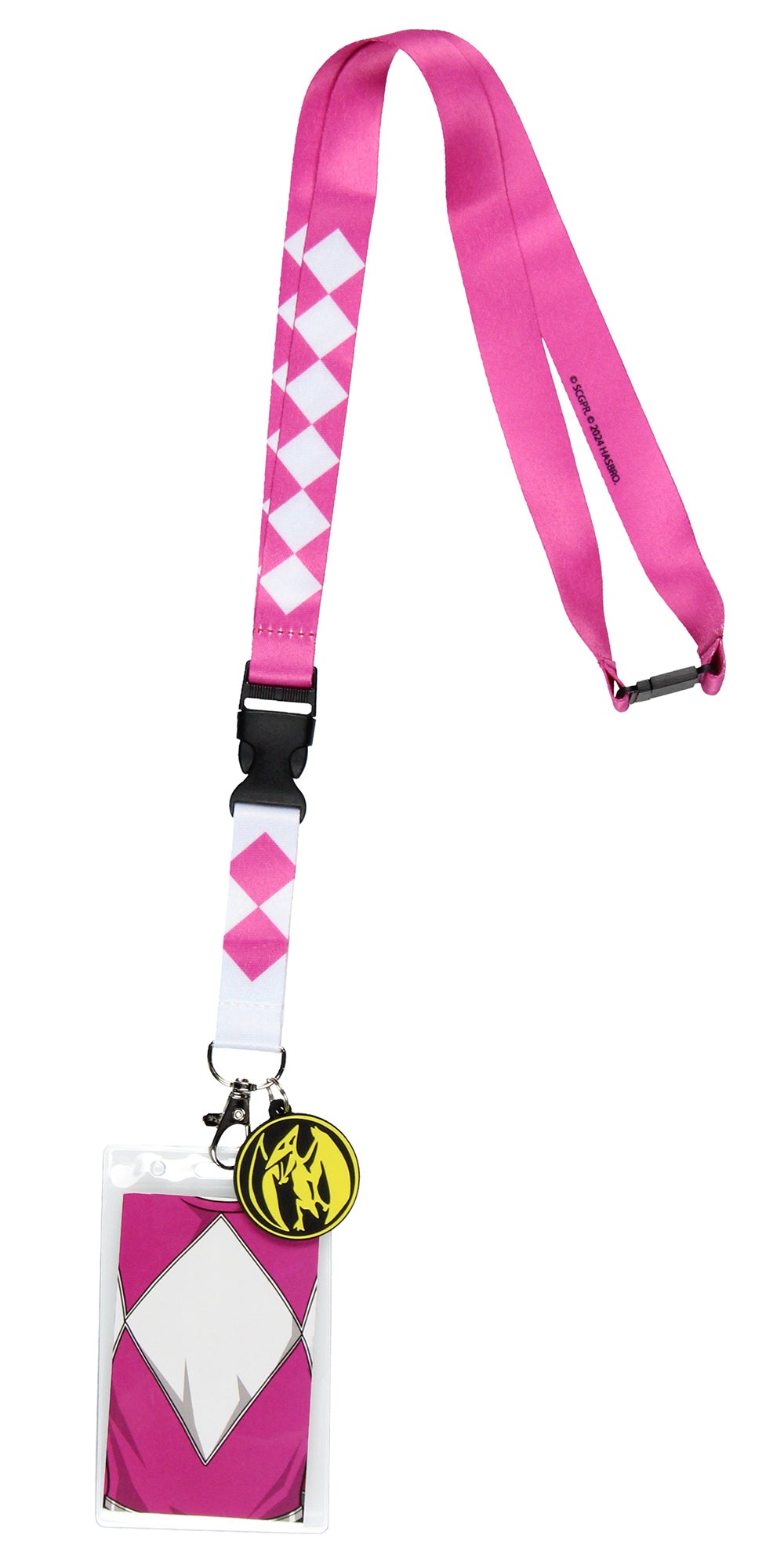 Power Rangers Pink Ranger ID Lanyard Badge Holder w Pterodactyl Rubber Pendant