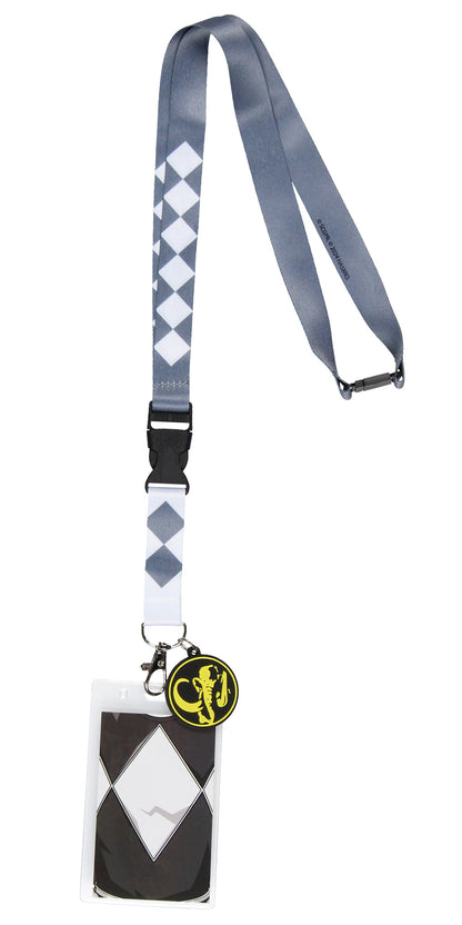 Power Rangers Black Ranger ID Lanyard Badge Holder w Mastodon Rubber Pendant