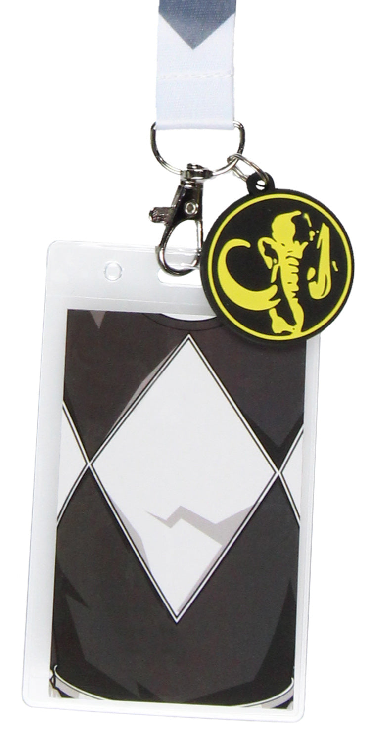 Power Rangers Black Ranger ID Lanyard Badge Holder w Mastodon Rubber Pendant