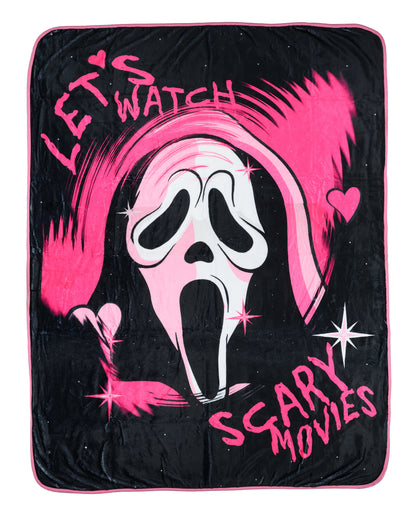 Ghost Face Blanket Let's Watch Scary Movies 45" x 60" Micro Raschel Throw