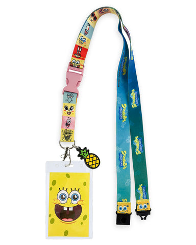 SpongeBob SquarePants Lanyard With Badge ID Holder and 2" Pineapple Rubber Charm